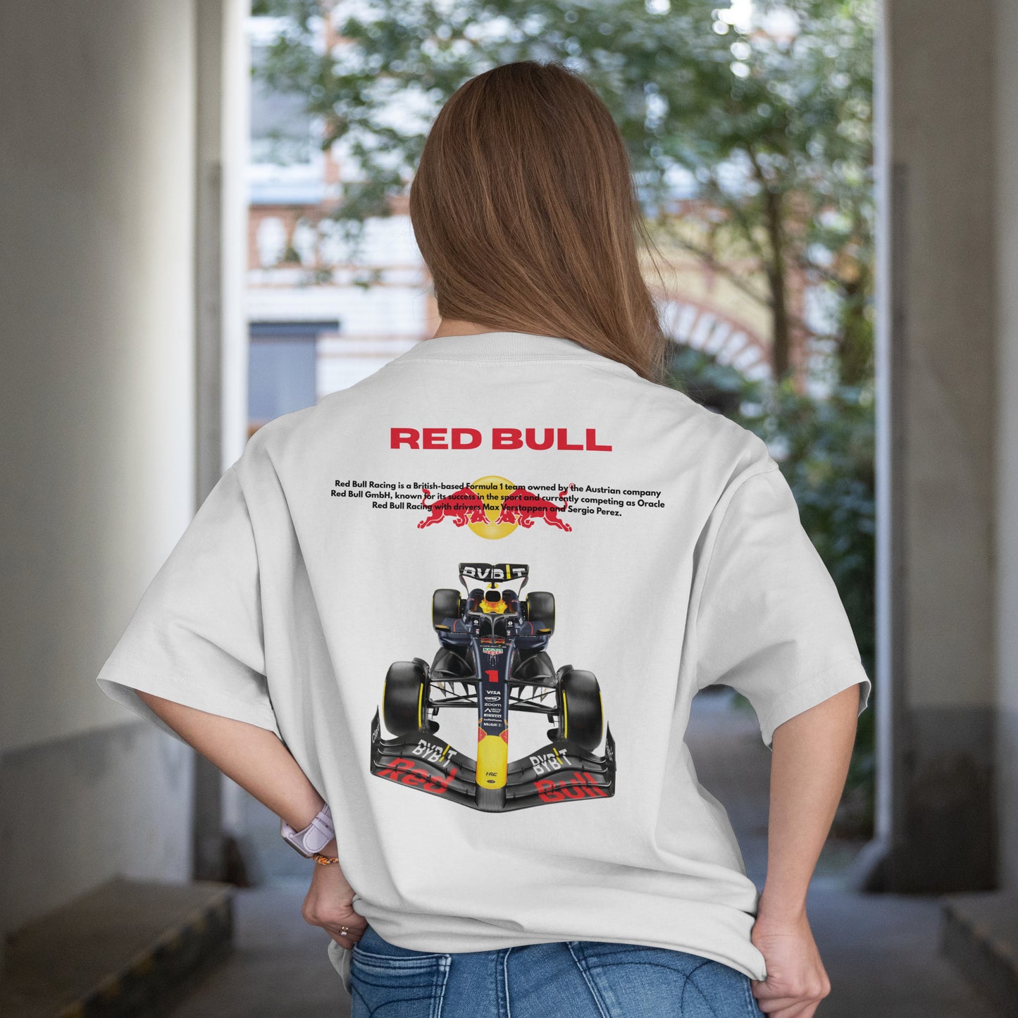 Red Bull Racing Tee – F1 Edition- White Oversized