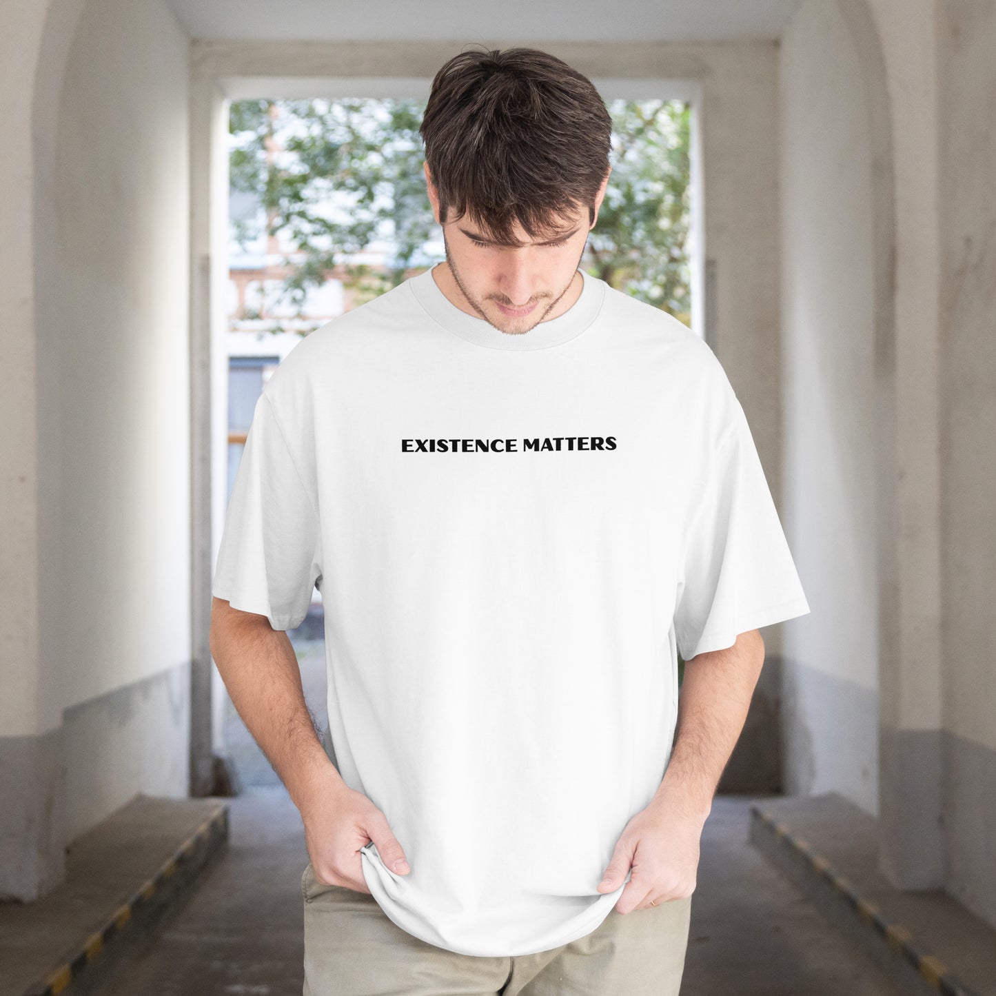 Existence Tee – White Oversized