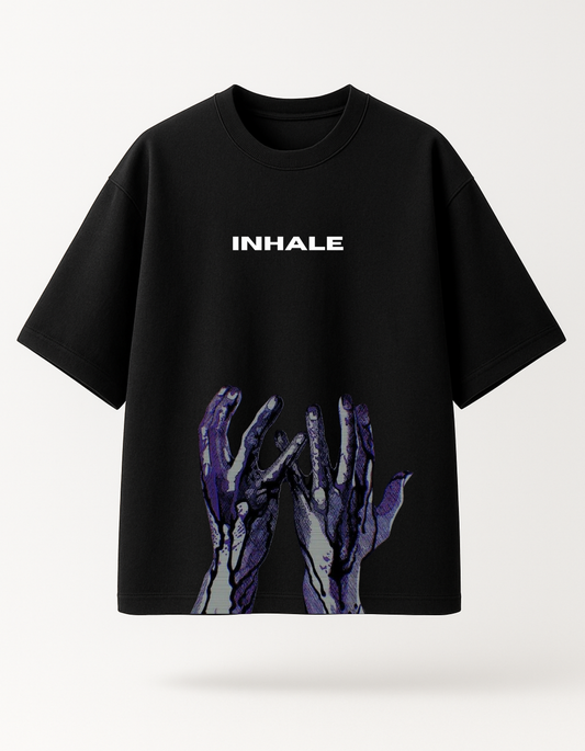 Inhale Tee – Graphic Edition- Black Oversized