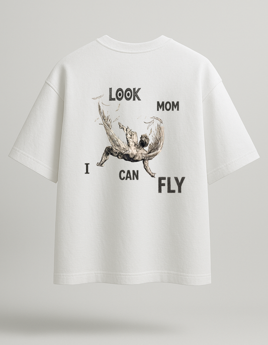 Mom I can fly  Tee - White Oversized